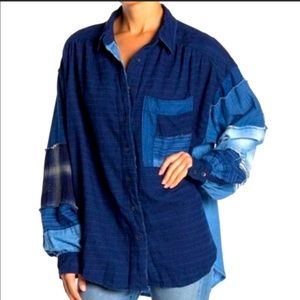 Free People/ We The Free Indigo sky patchwork